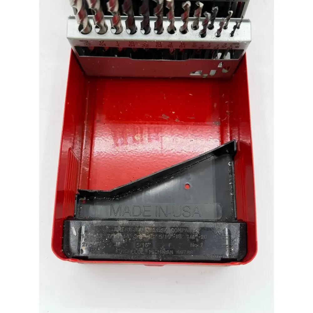 Vintage Union 29-Piece Fractional Drill Bit Set with Red Metal Index Case
